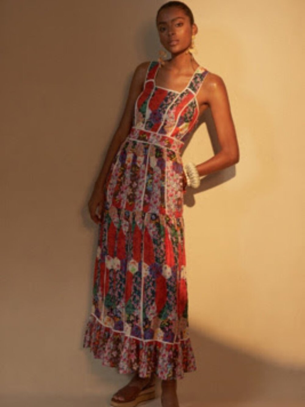 Anthropologie patchwork floral midi dress 🌺 - Size 0 - Picture 1 of 3